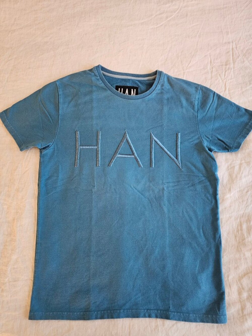 HAN Kjobenhavn Embroidered Logo T-Shirt M Blue 100% Cotton